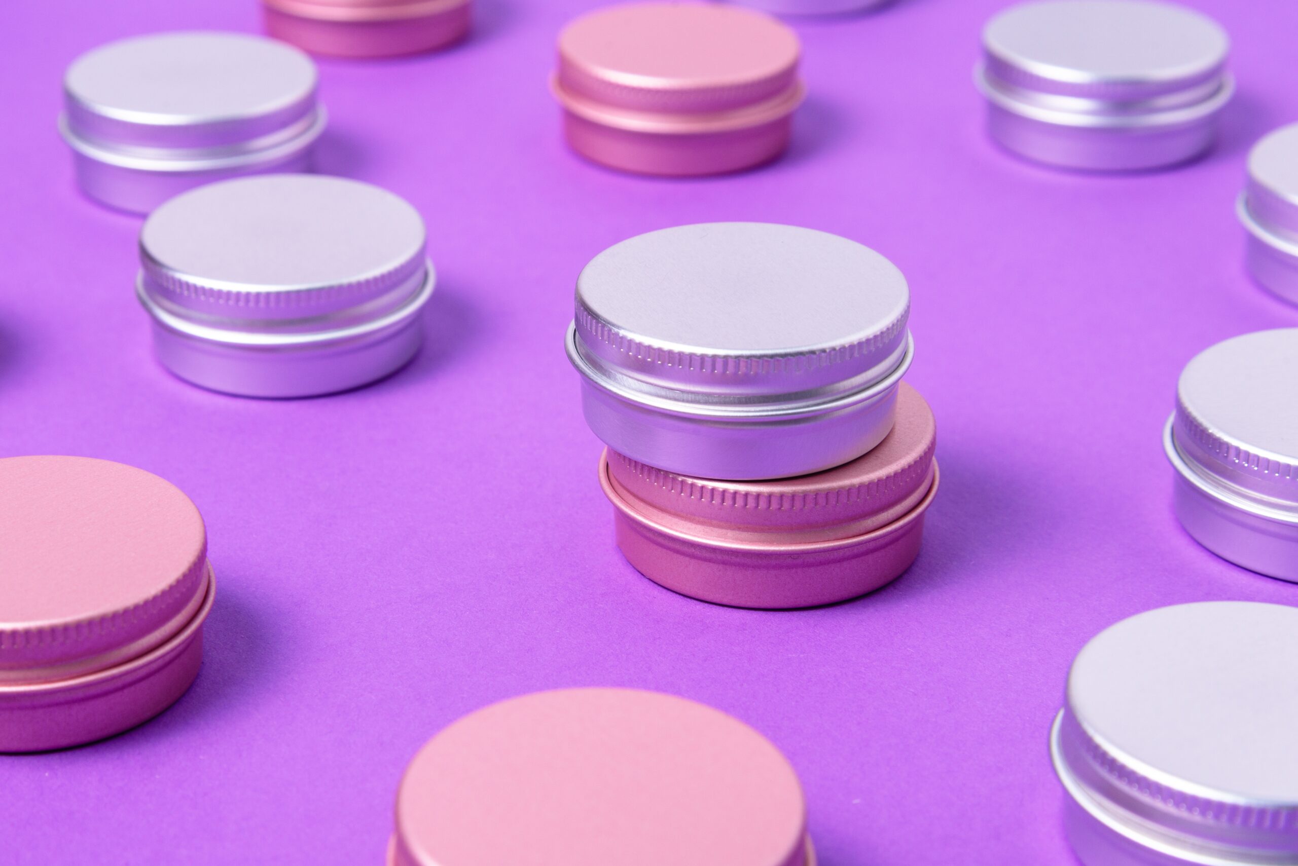 Set,Of,Tin,Metal,Boxes,,Cases.,On,Violet,Background